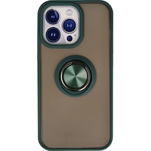Newface Apple Uyumlu İphone 15 Pro Kılıf Montreal Yüzüklü Silikon Kapak - Yeşil - Özel Seri 8683140613884