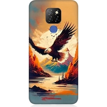 General Mobile Gm 20 Uyumlu Uçan Siyah Beyaz Kartal Desenli Silikon Kılıf