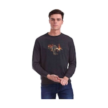 Mortal Kombat Scorpion Baskılı Füme Erkek Örme Sweatshirt