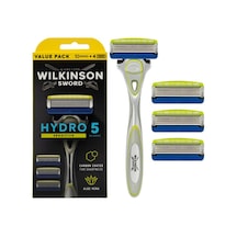 Wilkinson Sword Hydro 5 Sensitive Aloe Veralı Tıraş Bıçağı Sapı + 4 Yedek Kartuş