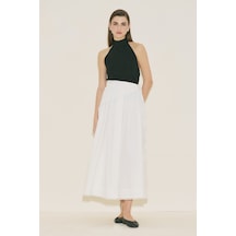 Manuka Önü Düğmeli Poplin Etek Ekru Ss26etk00001-02 Ekru
