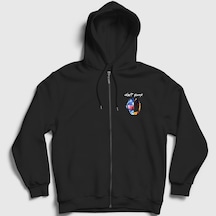Presmono Unisex Random Daft Punk Fermuarlı Kapüşonlu Sweatshirt Siyah
