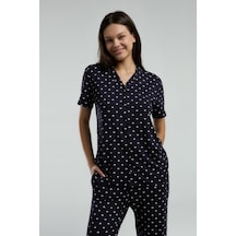 Arnetta Kadın Lacivert Gömlek Pijama Lacivert