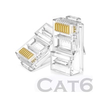 RJ45 CAT6 Jack Konnektör Altın Kaplama Ethernet Uç 8P8C 100'lü Pa