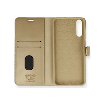 Bezos Huawei P Smart S Kılıf Trend S Plus Kapaklı Kılıf - Gold Ob