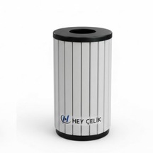 Ahşaplı Dış Mekan Çöp Kutusu P&b-202 Dayanıklı Park Bahçe Çöp Kovası Hey Çelik