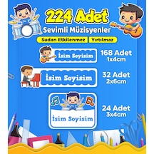Sevimli Müzisyen Temalı Okul Kreş Kişiye Özel İsim Etiket Seti - Model 505 Çok Renkli