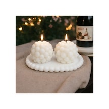 El Yapımı Gece & Gündüz Bubble Mum Seti Romantik Dekoratif Mumlar Beyaz