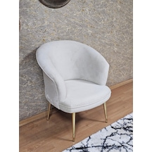 Zafir Tekli Teddy Gold Kaplama Sivriltme Ayak Çay Seti Koltuk Tekli Berjer , Balkon, Salon, Ofis Krem