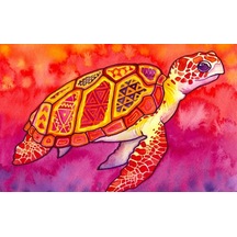 Movas Sanat Renkli Suda Yüzen Kaplumbağa Elmas Mozaik Tablo Mozaik Puzzle 90x55 E20234292