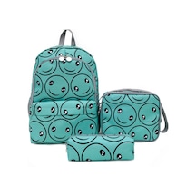 Superbag Kız Çocuk Ilkokul Çantası Smile Desenli Sırt Çantası Beslenmelik Ve Kalemlik 3'lü Set Su Yeşili