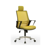 Arya1 Bilgisayar Koltuğu - Ofis - Müdür - Büro - Çalışma Sandalyesi Sarı Renk Krom Ayaklı Sarı