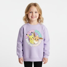 Pokeman Kız Çocuk Sweatshirt LİLA