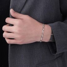 Paslanmaz Çelik Kavun Çekirdeği Zinciri Gümüş Renk Bilezik Erkekler Ve Kadınlar İçin Moda Takı En Iyi Hediye 18+5cm