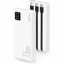 Hepu Hp-240 Powerbank 10.000 Mah, Dahili Çoklu Kablolu Beyaz