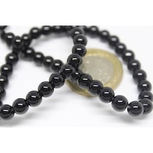 Onix (Oniks) Taşı Parlak Yarım Dizi 6 MM 18 CM Altın