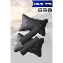 Nissan Truck Uyumlu Siyah Deri Yastık Deri Kemer Koruyucu Lüks Set