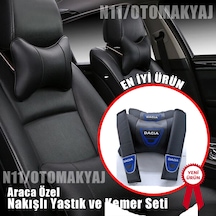 Dacia Oto Koltuk Kılıfı Ve Başlık Uyumlu Deri Yastık Set