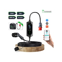 Coswatt Taşınabilir Ev Şarj Cihazı 22kw/ 8m / Türkçe Menü / 220v Ac / Tip-2/2x16a Ev Tipi Fiş /çanta 22 KW