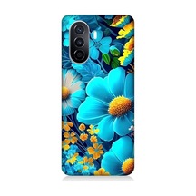 Huawei Nova Y70 Uyumlu Mavi Sarı Çiçekler Desenli Silikon Kılıf