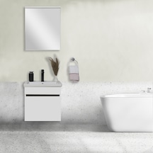 Sözcan Mobilya Yıldız Takım Asma Alt + Aynalı Üst + Lavabo Beyaz 55 CM