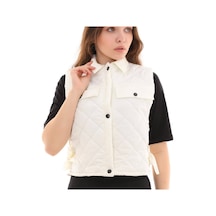 Amelia Capitone Crop Yelek Beyaz Beyaz