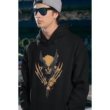Sevbano Tasarım Wolverine Baskılı Unisex Oversize Marvel Hoodie Siyah