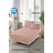 Mona Verde Renkli Sıvı Geçirmez Lastikli Çift Kişilik Çarşaf Yastık Alezi (Toplam 3 Parça) %100 Pamuk Kapitoneli MNVCKAPFIT00 Pembe ÇK