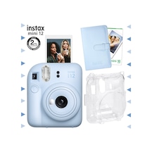 Fujifilm Instax Mini 12 Fotoğraf Makinesi + 10'lu Film + Laporta Albüm + Şeffaf Kılıf Seti Mavi