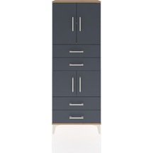 Arges Dolap 3 Raflı 4 Çekmeceli 4 Kapaklı 60x30x163 Çam-antrasit Çam