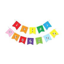 Gümüş Metalik Baskılı Iyiki Doğdun Banner Renkli