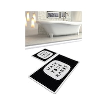 Wash Your Hands Black Djt 2 Li Set Banyo Halısı Klozet Takımı Çok Renkli