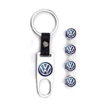 Volkswagen Jetta 2005-2010 Paslanmaz Çelik Sibop Kapağı Ve Anahtarlık Krom-mavi