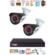 Fury 2 Kameralı Gece Görüşlü 1080p 2mp Görüntü Full Hd Atom Led Güvenlik Kamerası Seti 5570 1tb