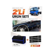 E-biz Isuzu Nkr Wıde 1997-2005 Uyumlu Torpido Örtüsü + Tay Tüyü Bagaj Çantası - Siyah-mavi - Is001