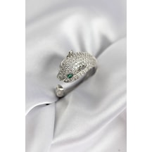Jaguar Model Gümüş Renk Zirkon Taşlı Kadın Yüzük Karışık