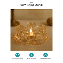 Cam Demlik Isıtma Standı - Mumlu Çaydanlık Isıtıcı Şeffaf