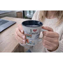 Mini Seramik Bardak 100 Ml I Love Türkiye Desenli Küçük Kupa Kahve, Çay & Meyve Suyu İçin 7x7 Cm