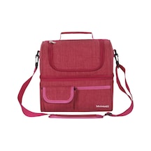 İki Bölmeli Yalıtımlı Soğutucu Çanta, Su Geçirmez Sızdırmaz Öğle Yemeği Çantası, Piknik, Plaj, Seyahat, Çalışma Ve Ofis İçin Omuz Askılı. Gül Kırmızısı