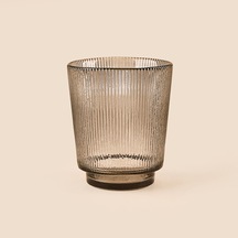 Deco Çizgili Bardak Mumluk - Füme - 11 Cm Çok Renkli