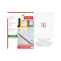 Tanex Tw-2163 210x16,38mm 100 Lü Lazer Etiket