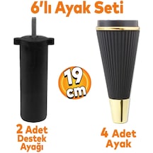 İron 6'lı Set Mobilya Tv Ünitesi Çekyat Koltuk Kanepe Destek Ayağı 19 Cm Siyah Ayak M8 Civatalı