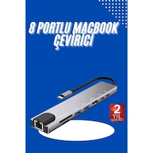 Usb Type-c Hub Dönüştürücü Çevirici Çoklayıcı Apple Macbook Uyumlu Çevirici 8 Portlu Çok Renkli