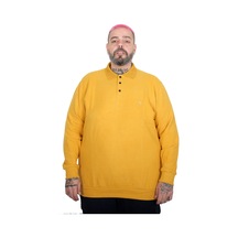 Mode Xl Büyük Beden Erkek Nakışlı Selanik Polo Sweatshirt 20440 Hardal Hardal