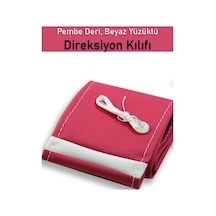 Ford Bmax Pembe İçin Uyumlu Özel Süper Deri Beyaz Yüzüklü Dikişli Direksiyon Kılıfı