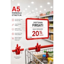 A5 Mandallı Etiketlik Fiyatlık Sepet Raf Askılık Fiyat Etiketi Çerçeveli Market Mağaza Kırmızı