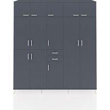 Hyperion Dolap 10 Raflı 2 Çekmeceli 3 Askılı 220x44x243 Antrasit-antrasit/antrasit Çok Renkli