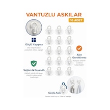 Şeffaf Cam Vantuzlu Askı Seti 16 Lı, 3 Cm X 3 Cm Kompakt Tasarım, 3 Cm Çap Güçlü Vakumlu Yapışm