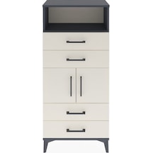 Arges Dolap 2 Raflı 4 Çekmeceli 2 Kapaklı 60x30x134 Antrasit-aytaşı Antrasit