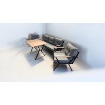 Pi Locca Bahçe Balkon Mobilyası Gri 3+1+1 Ve Perla Çam Masa Gri